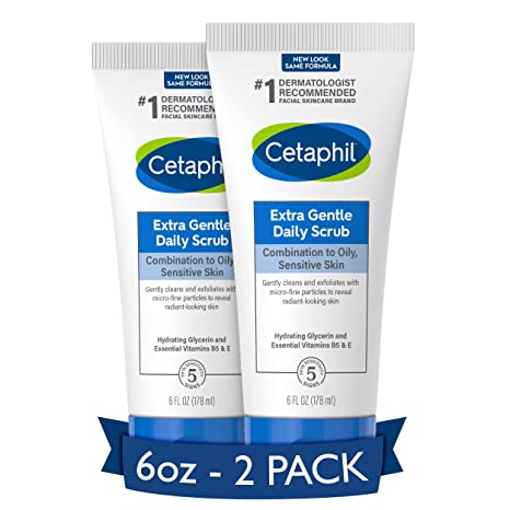 Cetaphil Exfoliating Face Wash Extra Gentle Daily Scrub, Exfoliates & Cleanses, All Skin Types Non-Irritating & Hypoallergenic For Sensitive Skin