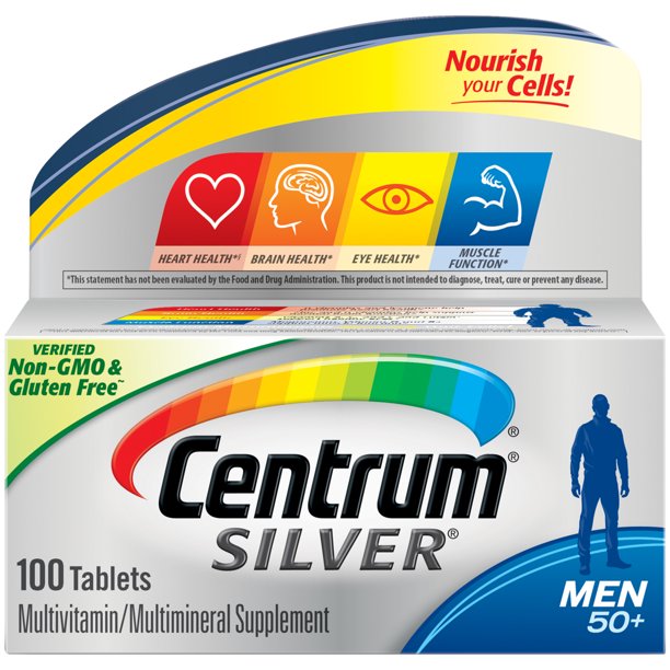 Centrum Silver Multivitamin for Men 50 Plus, Multivitamin/Multimineral Supplement with Vitamin D3, B Vitamins and Zinc - 100 Count
