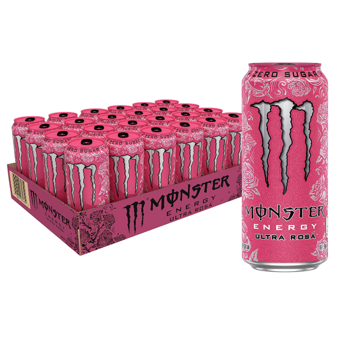 Monster Energy Ultra Rosa, Sugar Free Energy Drink 16 Ounce - Pack of 24