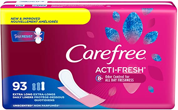 Carefree Acti-Fresh Thin Panty Liners, Extra Long - 93 Count