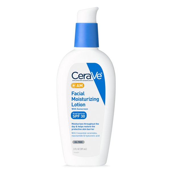 CeraVe AM Facial Moisturizing Lotion SPF 30  Oil-Free Face Moisturizer with Sunscreen  Non-Comedogenic - 3 Ounce