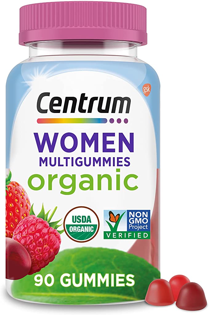 Centrum Women's Organic Multigummies, Multivitamin Gummies for Women with Essential Nutrients for Immune Support, Metabolism, and Hair Skin and Nails 90ct.