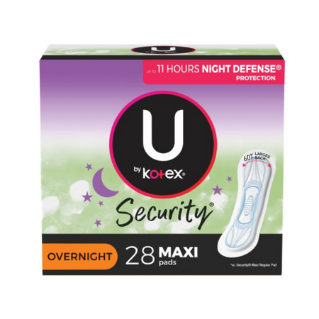 U by Kotex Security Maxi Pads, Overnight Absorbency, Unscented - 28 Count