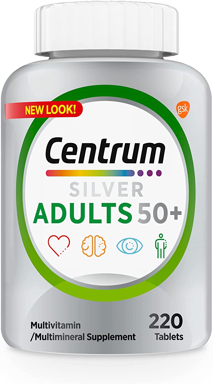 Centrum Silver Multivitamin for Adults 50 Plus/Multimineral Supplement with Vitamin D3, B, Calcium and Antioxidants, Gluten Free, 220 Count