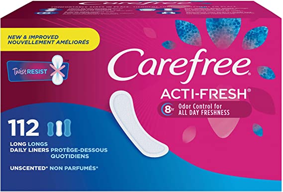Carefree Acti-Fresh Thin Panty Liners, Unscented Long - 112 Count
