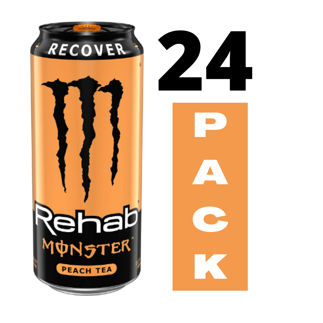 Monster Rehab Peach Tea, Energy Iced Tea, 15.5 Ounce - Pack of 24