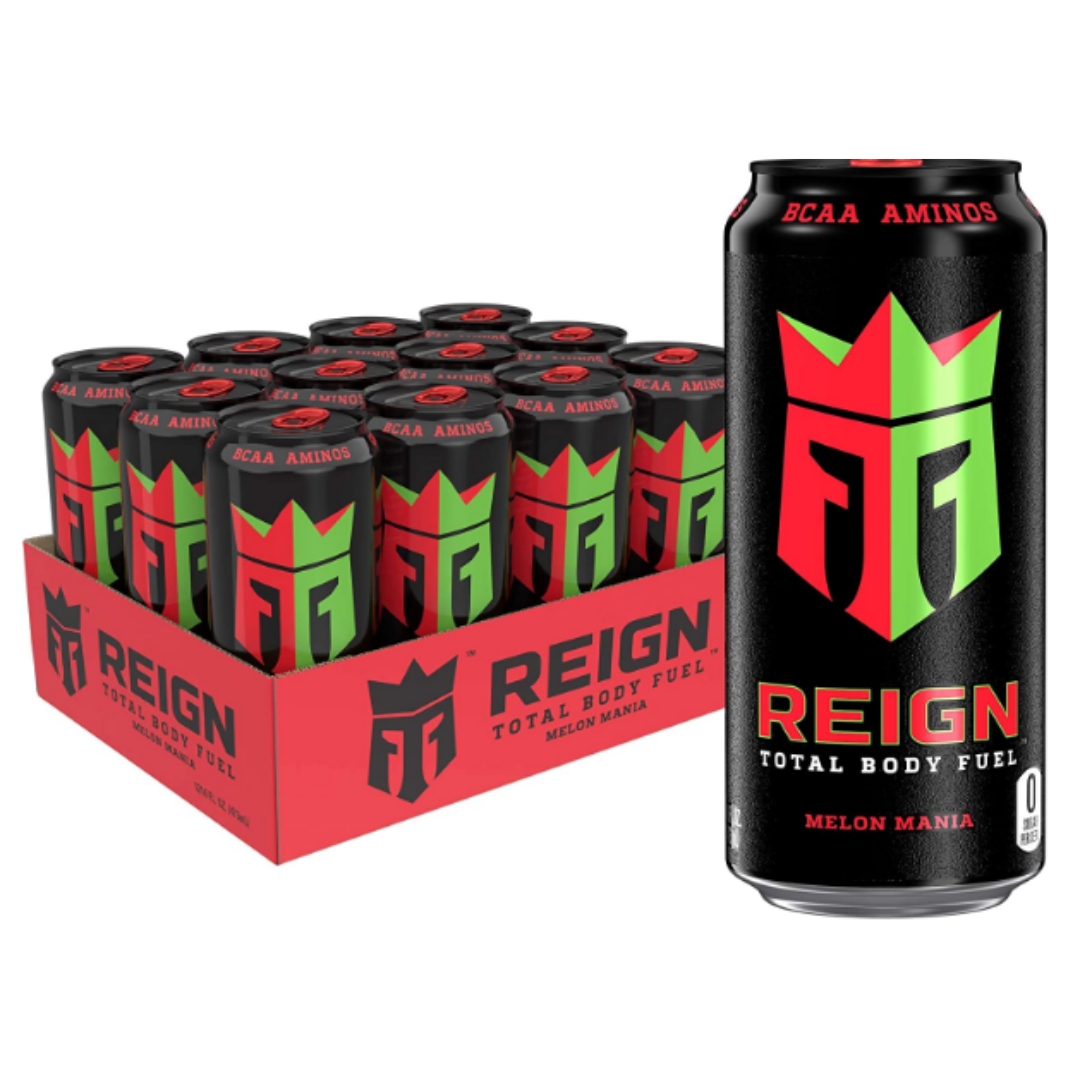 Reign Total Body Fuel, Melon Mania, Fitness & Performance Drink 16 Ounce - Pack of 12