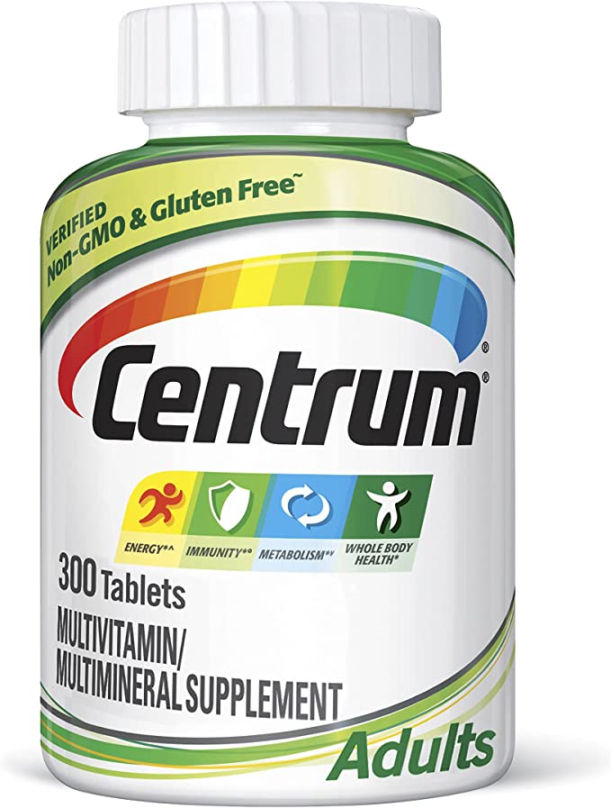 Centrum Adult Multivitamin/Multimineral Supplement with Antioxidants, Zinc, Vitamin D3 and B Vitamins, Gluten Free, Non-GMO Ingredients - 300 Count
