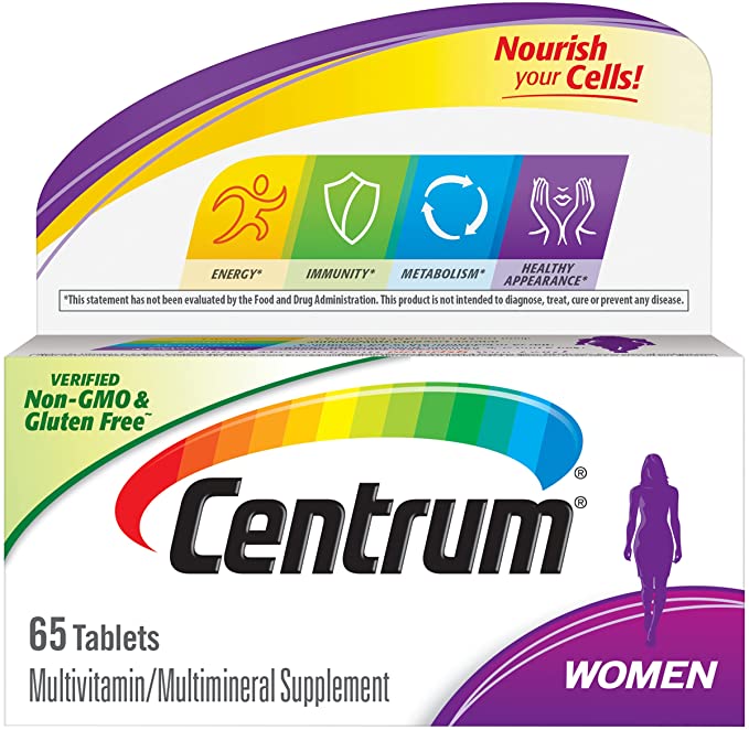 Centrum Multivitamin for Women, Multivitamin/Multimineral Supplement with Iron, Vitamins D3, B and Antioxidants - 65 Count