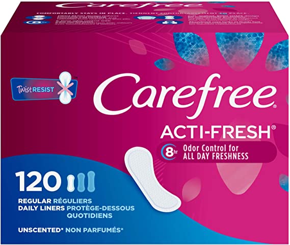 Carefree Acti-Fresh Thin Panty Liners, Unscented Regular - 120 Count