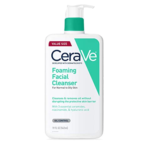 CeraVe Foaming Facial Cleanser  Makeup Remover and Daily Face Wash for Oily Skin  Paraben & Fragrance Free - 19 Fl Oz