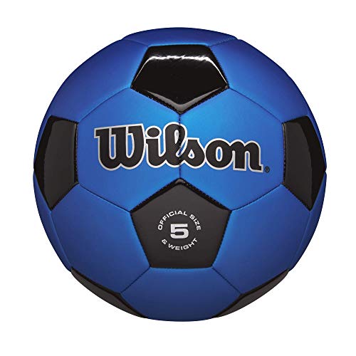 WILSON Traditional Soccer Ball - Size 4, Black/Royal