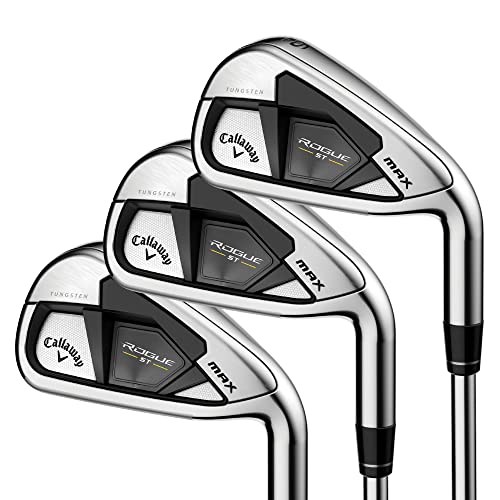 Callaway Golf Rogue ST Max Iron Set (Right Hand, Steel Shaft, Stiff Flex, 5 Iron - PW, AW, GW, Set of 8 Clubs)