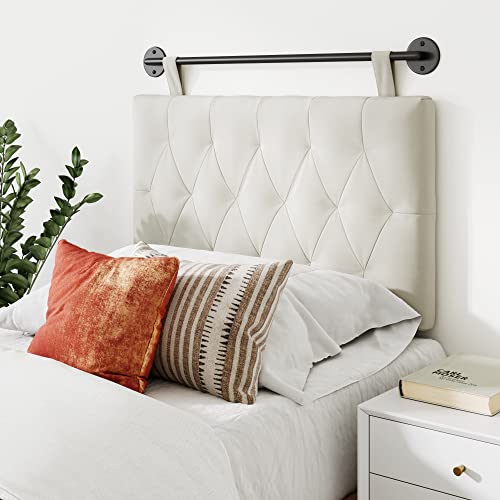 Nathan James Harlow Wall Mount Headboard, Twin, White Cloud/Black