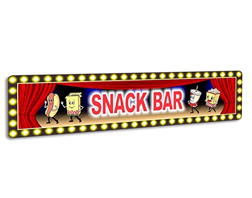 Personalized Home Theater Retro Snack Bar Sign - Custom Movie Theater Décor - Aluminum Wall Décor