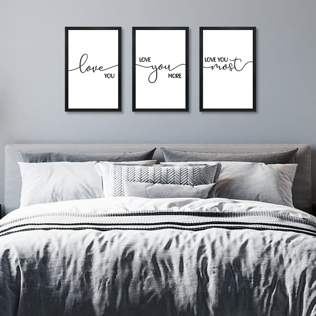 I Love you more sign-I love you most sign-master bedroom wall decor over the bed-wall art-unique anniversary gift for couples-set of 3