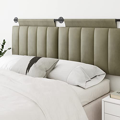 Nathan James Harlow Wall Mount Headboard, King, Fog/Black