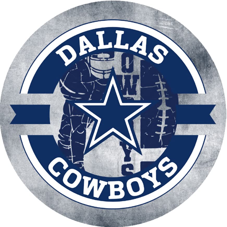 Dallas Football Round Aluminum Metal Shape Wreath sign - Home and Living Room Décor (11.75 inch)