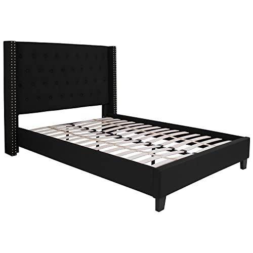 Flash Furniture Riverdale Full Size Tufted Upholstered Platform Bed in Black Fabric