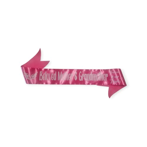 Personalized Memorial Funeral Sash Ribbon or Celebration of Life In Loving Memory for Casket or Wreath Flowers (Fuchsia)