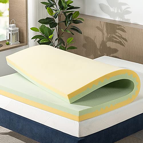 ZINUS 4 Inch Green Tea TorsoTec Memory Foam Mattress Topper, Pressure-Relieving, Lumbar Support, CertiPUR-US Certified, Twin