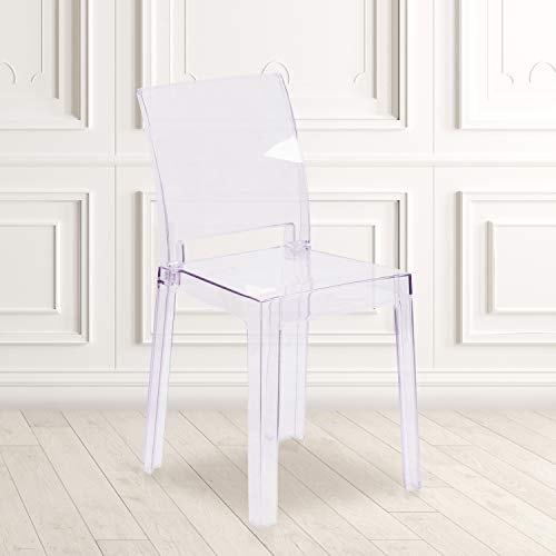 Flash Furniture McKenna 4 Pack Ghost Chair with Square Back in Transparent Crystal