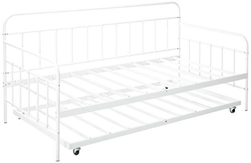 ZINUS Florence Twin Daybed and Trundle Frame Set, Premium Steel Slat Support, Daybed and Roll Out Trundle Accommodate, Twin Size Mattresses Sold Separately