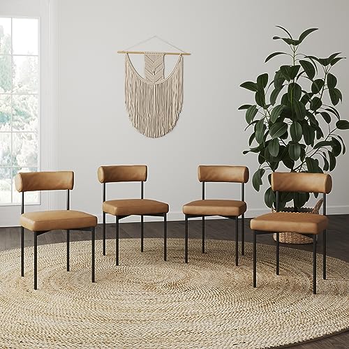 Nathan James Dahlia Modern Upholstered, Set of 4, Brown/Black - Dining Chair