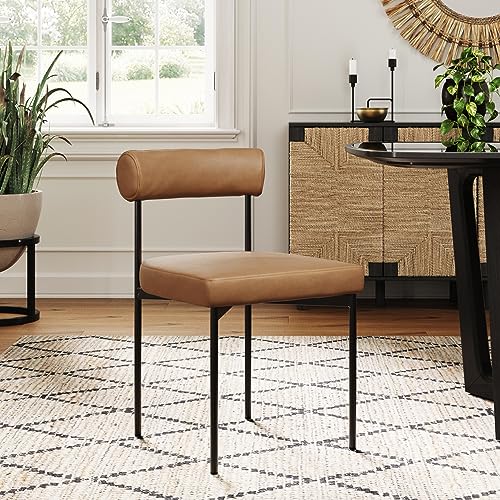 Nathan James Dahlia Modern Upholstered, 1, Brown/Black - Dining Chair