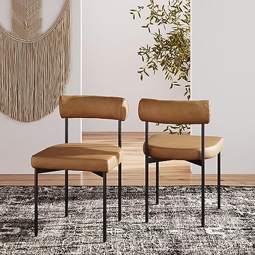 Nathan James Dahlia Modern Upholstered, Set of 2, Brown/Black - Dining Chair