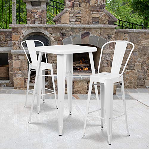 Flash Furniture Lily Commercial Grade 4 Pack 30" High White Metal Indoor-Outdoor Barstool with Removable Back