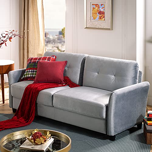 ZINUS Ricardo Velvet Sofa Couch / Easy, Tool-Free Assembly, Grey Velvet