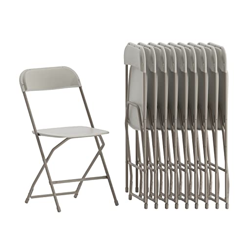 Flash Furniture Hercules Plastic Folding Chair - Beige (10 Pack) | Lightweight, Durable, and Comfortable Event Chair | 650LB Weight Capacity