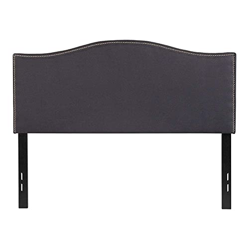 Flash Furniture Lexington Fabric Decorative Nail Trim Upholstered Headboard, Full, Dark Gray