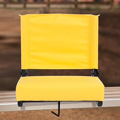 Flash Furniture Grandstand Comfort Seats by Flash - Yellow Stadium Chair - 500 lb. Rated Folding Chair - Carry Handle - Ultra-Padded Seat