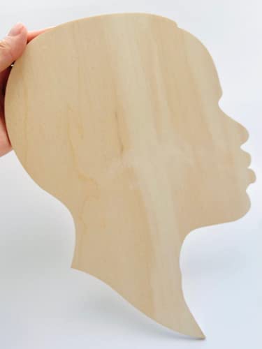 Texan Wood Crafts Small to Large Select your Size African Male, Man Face Silhouette Head Unfinished Wood Laser Cut Cutout Shape DIY Crafts Door Wall Hanger