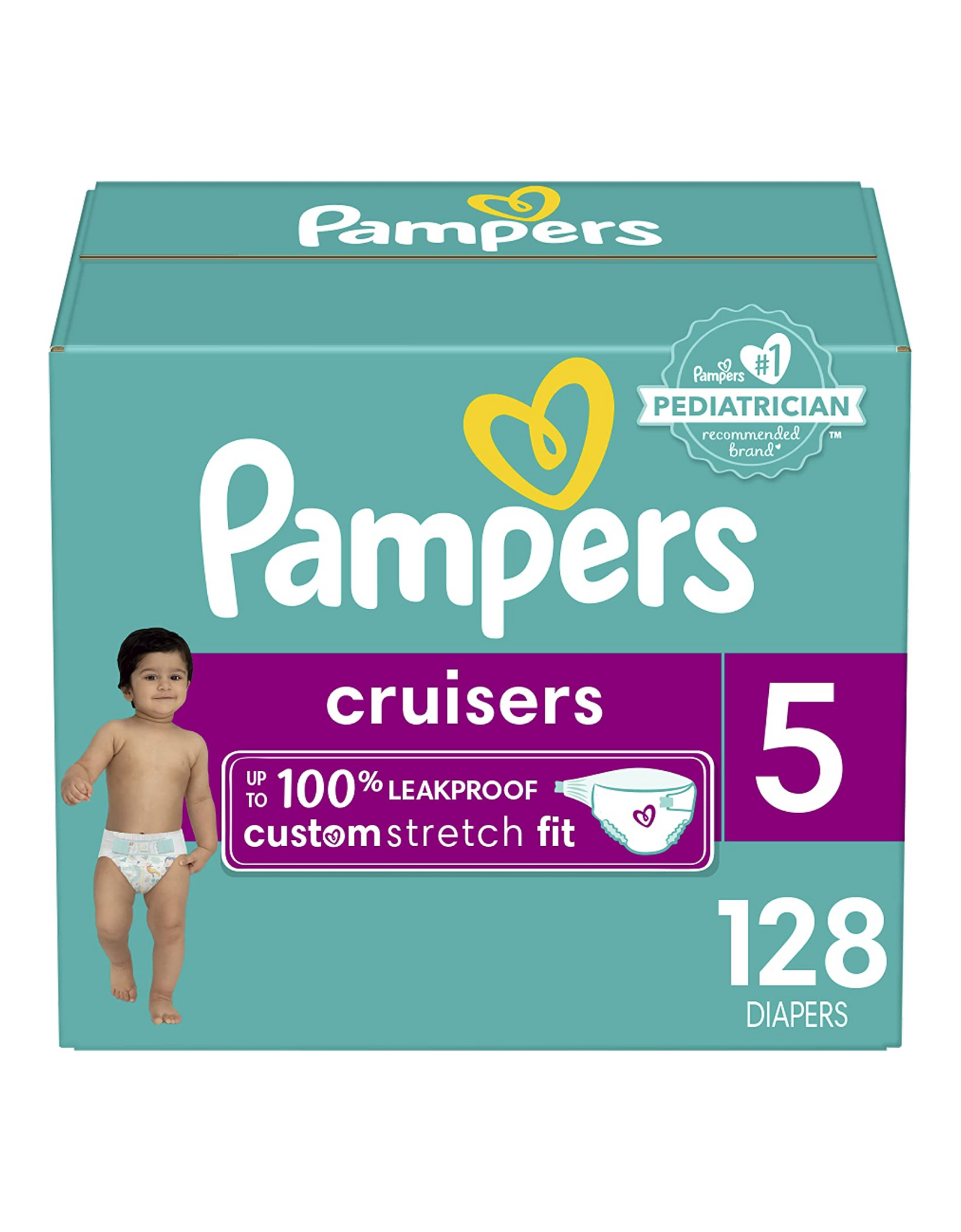 Diapers Size 5, 128 Count - Pampers Cruisers Baby Diapers, Stay-Put Fit (Packaging May Vary)