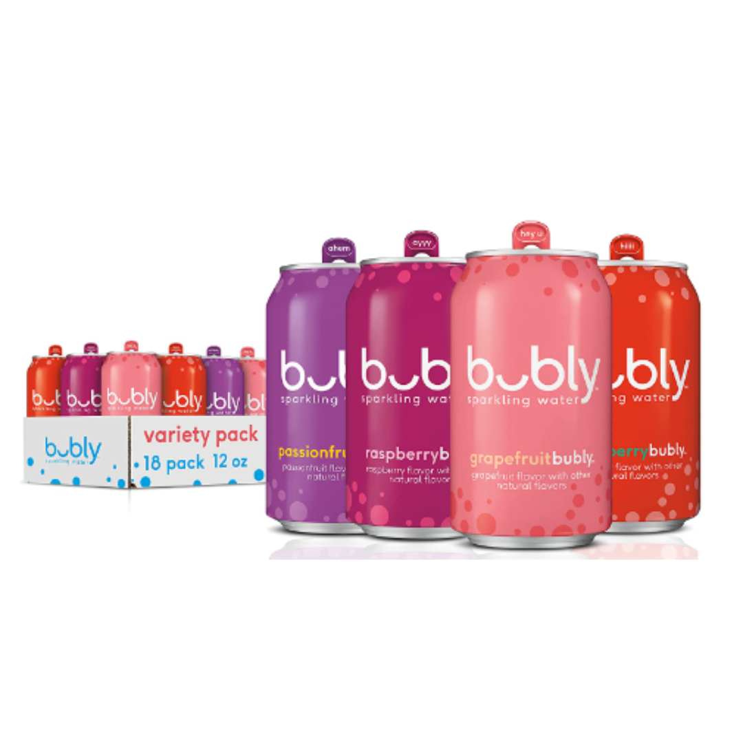 Bubly Bounce Sparkling Water, Perfect Punch Variety Pack, 12 Ounce - Pack of 18