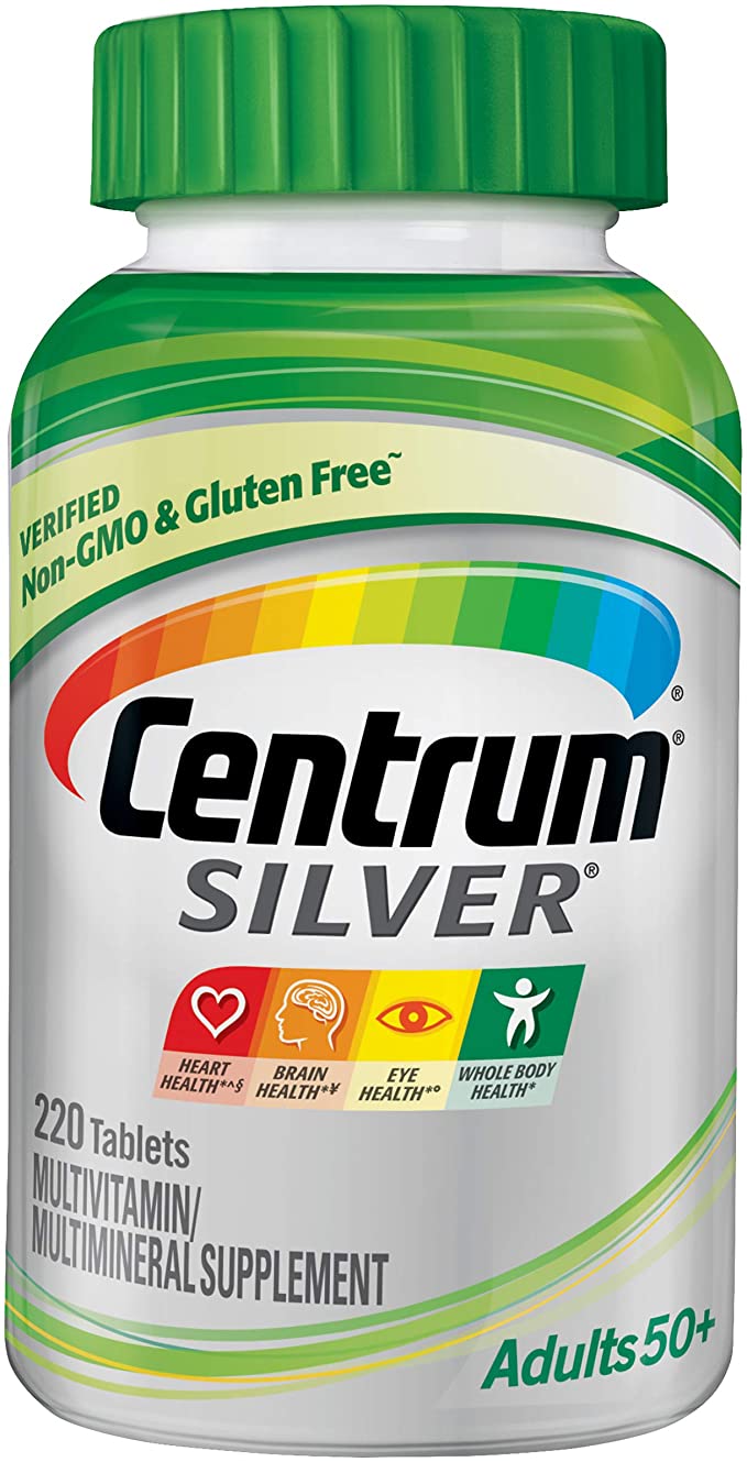 Centrum Silver Multivitamin for Adults 50 Plus/Multimineral Supplement with Vitamin D3, B, Calcium and Antioxidants, Gluten Free, 220 Count