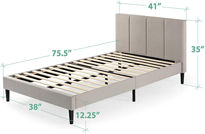 ZINUS Maddon 35" Upholstered Platform Bed Frame - Beige, Twin