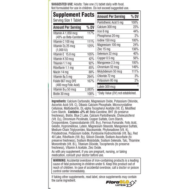 Centrum Silver Multivitamin Women 50+ Multimineral Supplement with Vitamin D3, B, Calcium and Antioxidants, Gluten Free, Non-GMO Ingredients, 65 ct