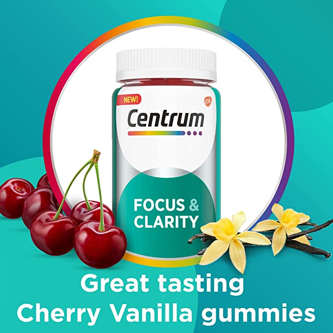 Centrum Focus & Clarity, Focus Supplement with 250 mg Cognizin Citicoline for Focus, Attention and Alertness - 30 Adult Gummies