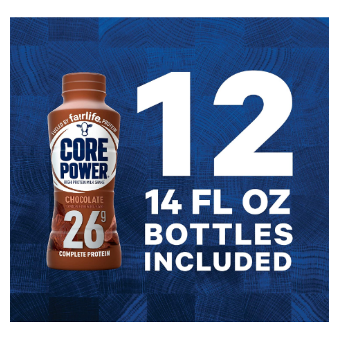 Fairlife Core Power High Protein Milk Shake, Chocolate, 14 Ounce - Pack of 12