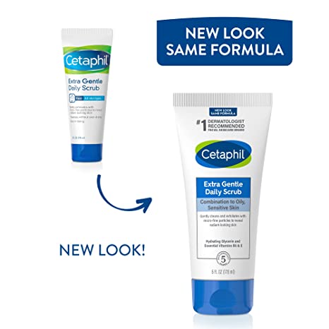 Cetaphil Exfoliating Face Wash Extra Gentle Daily Scrub, Exfoliates & Cleanses, All Skin Types Non-Irritating & Hypoallergenic For Sensitive Skin