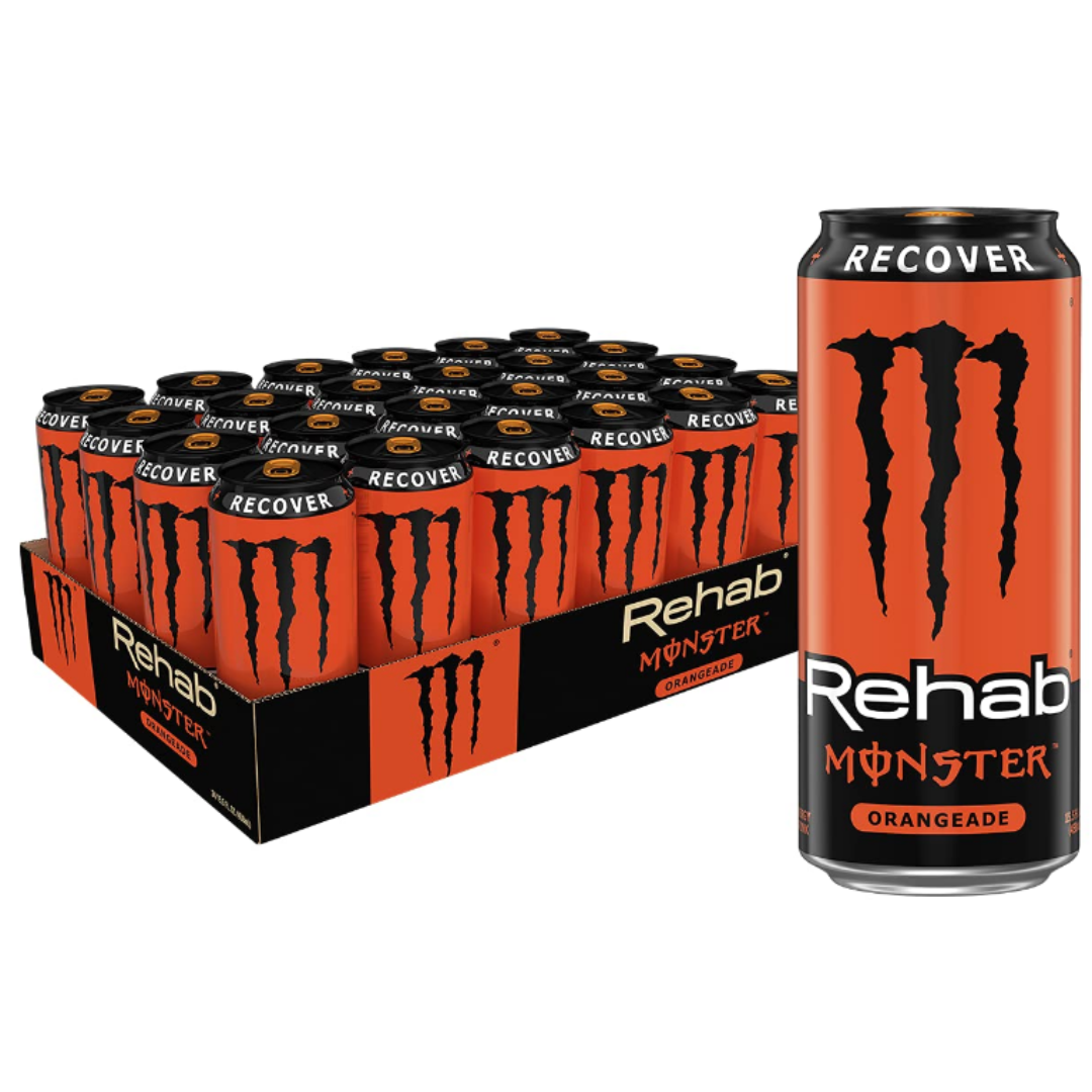 Monster Rehab Tea + Orangeade, Energy Iced Tea, 15.5 Ounce - Pack of 24