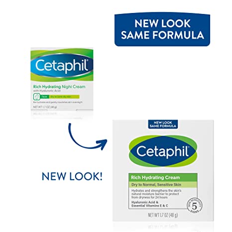 CETAPHIL Rich Hydrating Night Cream for Face Moisturizing Cream With Hyaluronic Acid - 1.7 oz