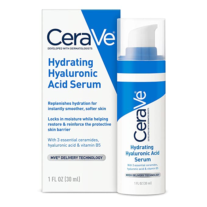 Cerave Hyaluronic Acid Serum for Face with Vitamin B5 and Ceramides  Hydrating Face Serum for Dry Skin  Fragrance Free - 1 Ounce