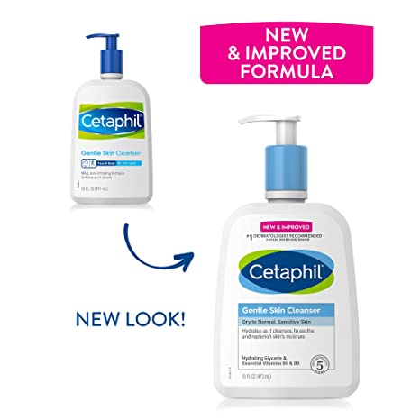 CETAPHIL Face Wash , Hydrating Gentle Skin Cleanser for Dry to Normal Sensitive Skin NEW - 16 oz (2 Pack)