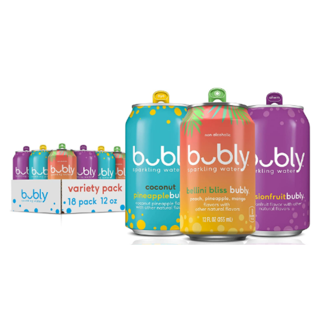 Bubly Bounce Sparkling Water, Love you a Brunch Variety Pack, 12 Ounce - Pack of 18