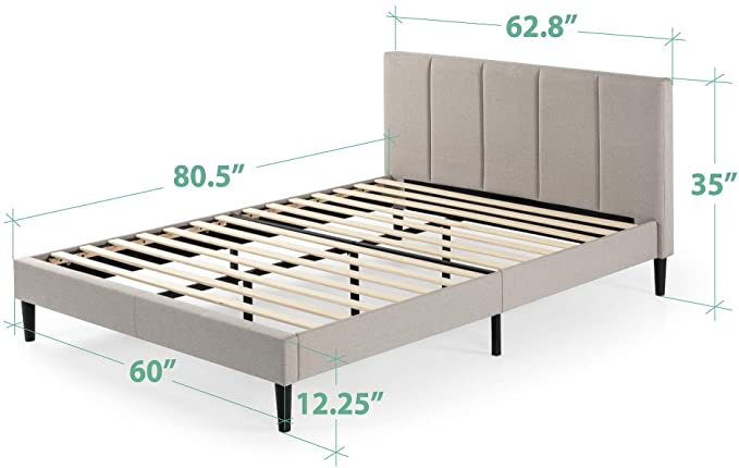 ZINUS Maddon 35" Upholstered Platform Bed Frame - Beige, Queen